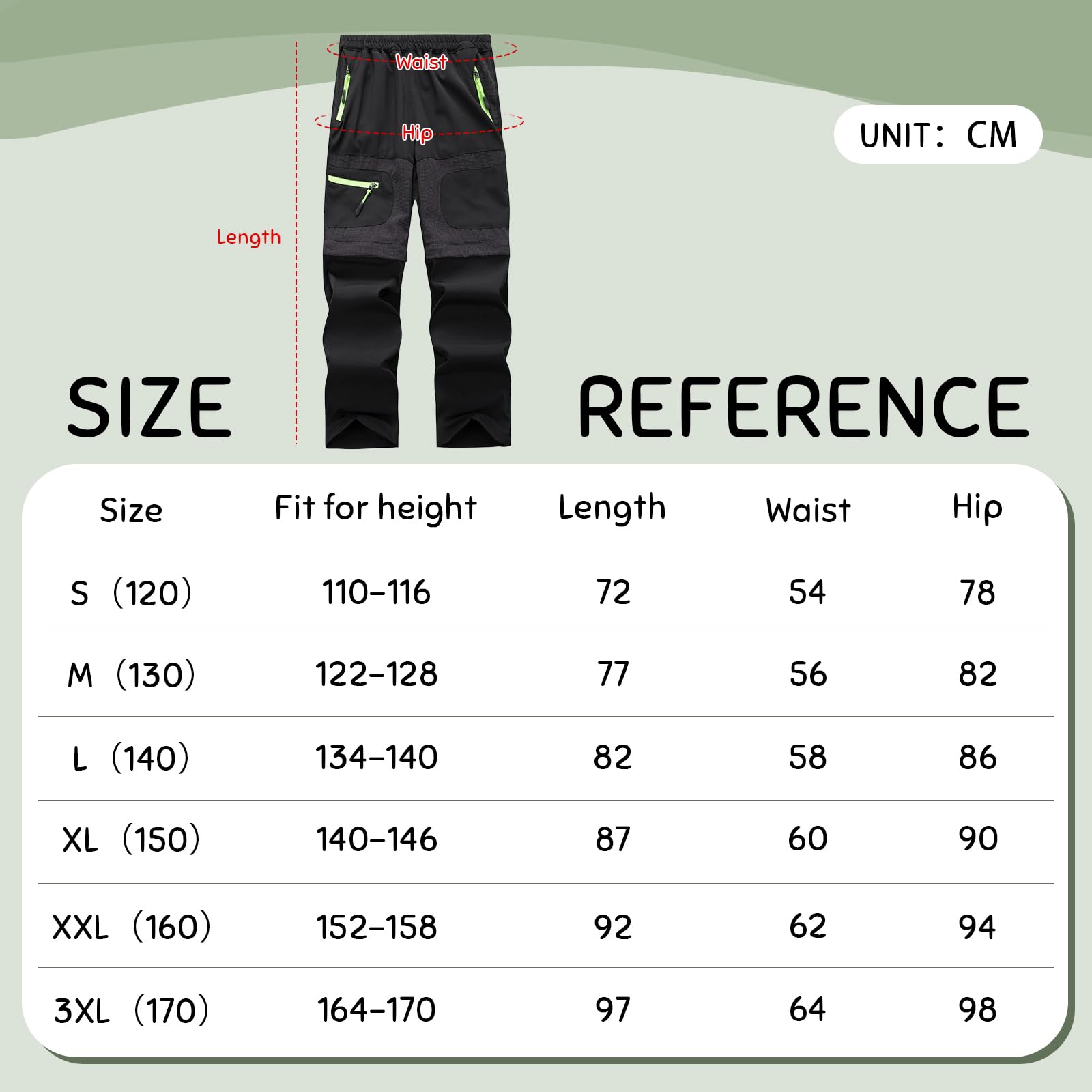 Pantaloni da Escursione per Bambini Ragazzi Ragazze 2-in-1 Zip off Pantaloni da Trekking all'aperto a Secco rapido
