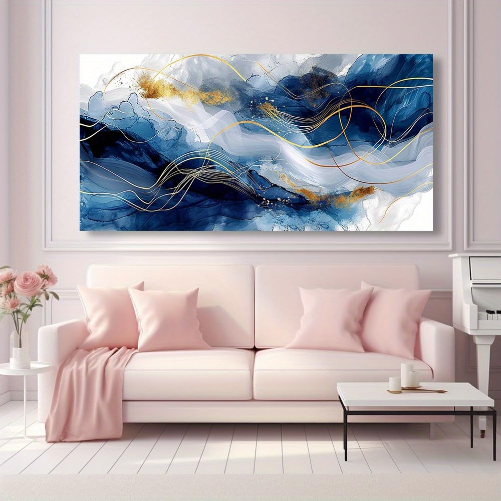 IHHGNB Modern Abstract Ocean Canvas Wall Art Picture for Living Room Bedroom Office Decor Marine-Themed Frame Painting(60x120cm(24x47in)/No frame)