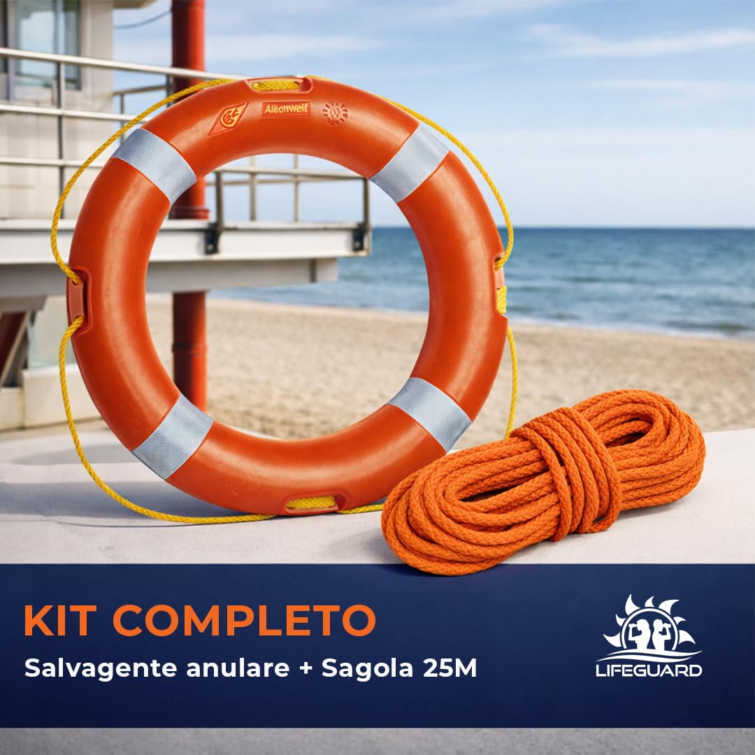 LIFEGUARD Italia Kit Salvagente Anulare con Sagola 25 m