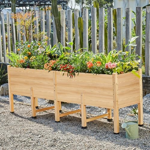 Best Elevated Garden Beds That Will Transform Your Gardening Experience 8 Amerlife 8x2 Ft Raised Garden Bed, 16 Inch Depth Featuring Legs, Drainage Holes, Ideal for Vegetables, Flowers, Herbs, Elevated Wood Planter Box for Balcony, Patio, Backyard, Easy Assembly