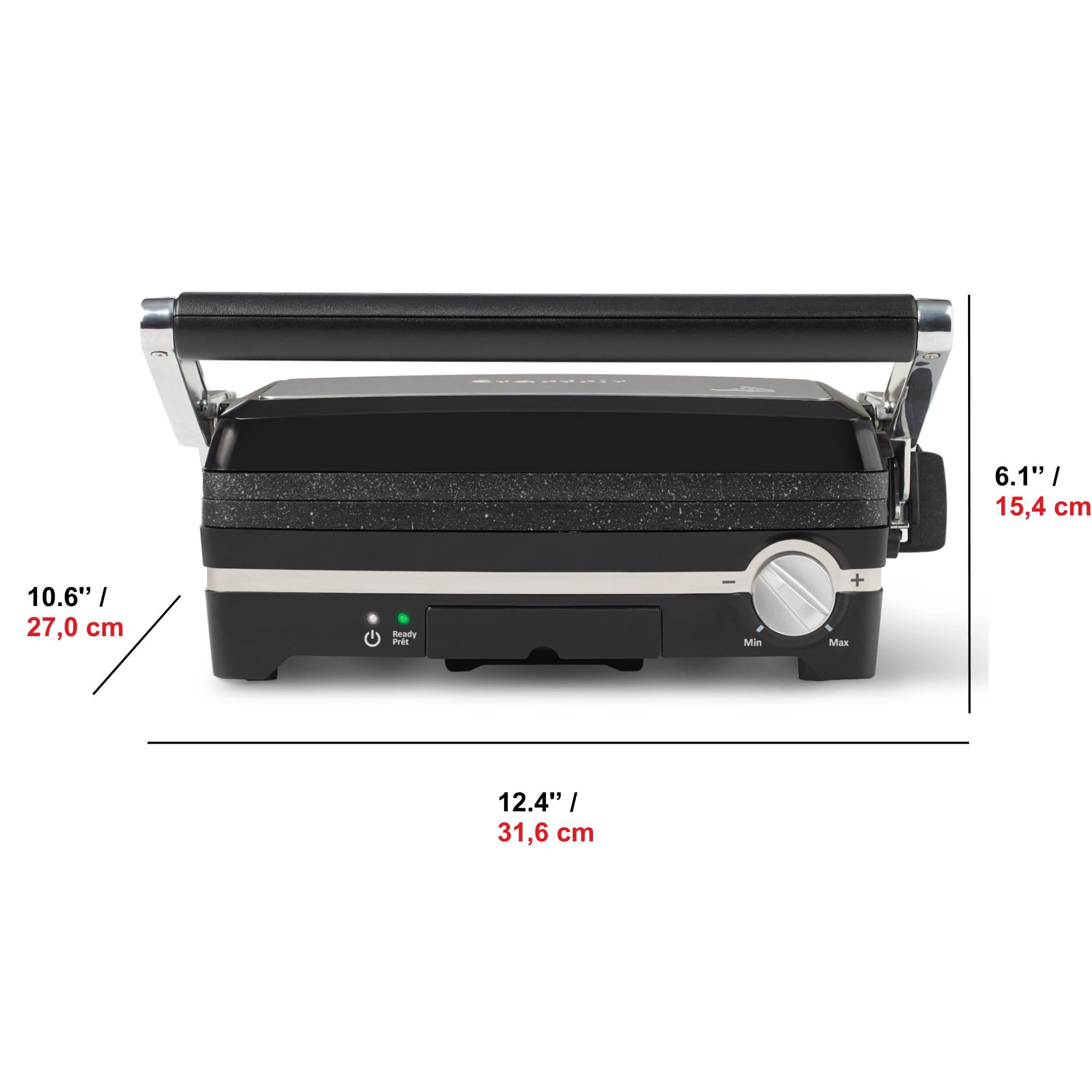 Starfrit The Rock Panini Press - Rock.Tec Non-Stick Reversible Plate - Opens 180 Degrees - Adjustable Temperate Control