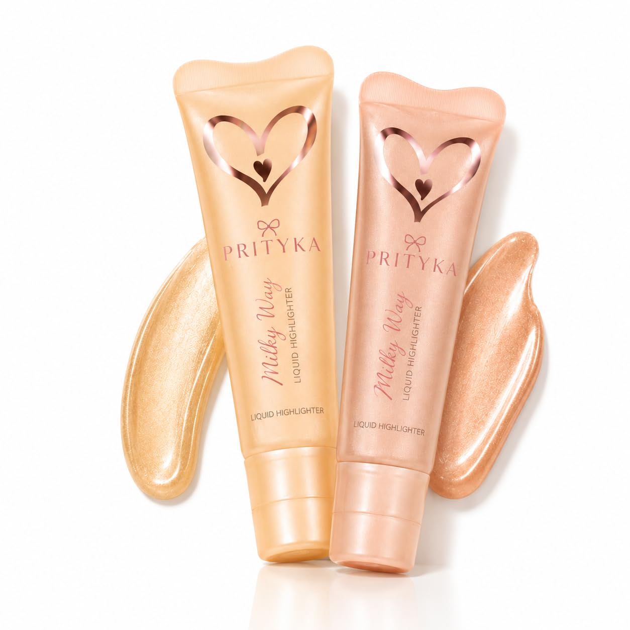 Milky Way Liquid Highlighter for Women Pack of 2 Radiant Glow Cream Illuminator Set Lightweight Long Lasting Waterproof Shimmer Makeup Face Base Tint Combo for Girls (Gold & Rose Pink, 2 Pieces)-image-24