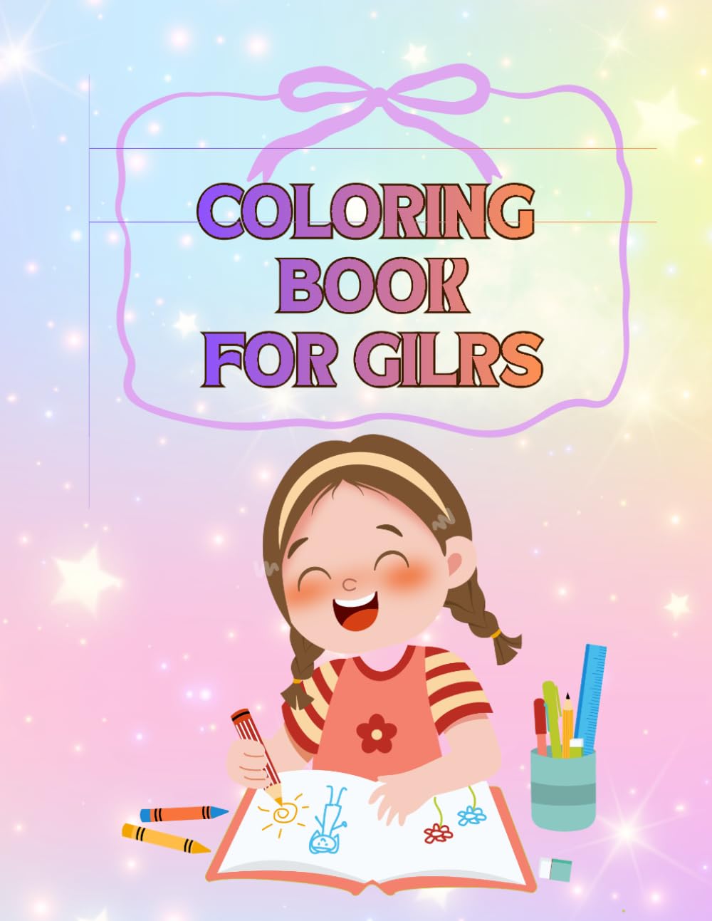 Pretty Princess Coloring Book: Cute, Easy and Fun Designs with Unicorns, Rainbows, Princesses and Fantasy Worlds – Perfect Gift for Kids Ages 5-10