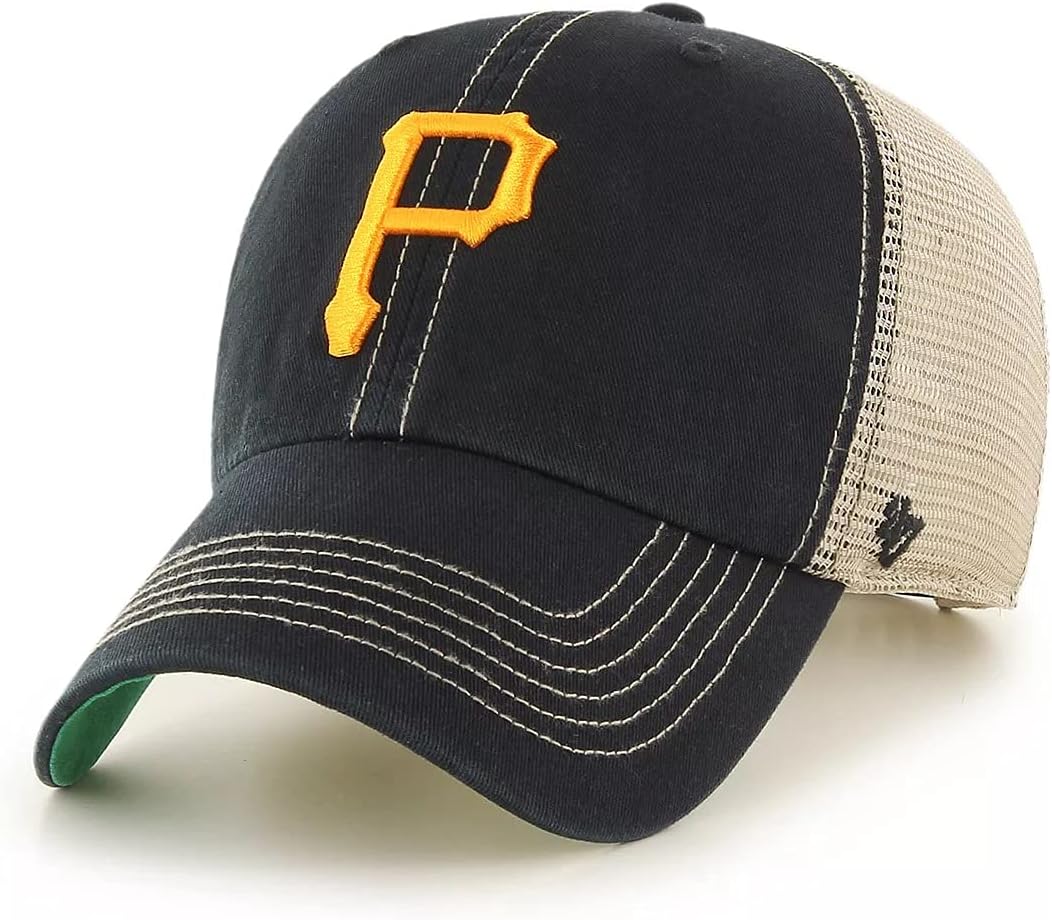 '47 MLB Trawler Mesh Clean Up Adjustable Hat, Adult One Size Fits All (Pittsburgh Pirates Black)