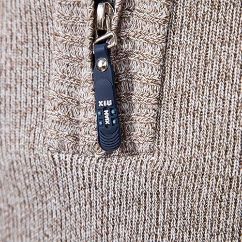 Uillui Mens Quarter Zip Sweaters Pullover V Neck Slim Fit Cable Knit Mock Turtle Neck Sweater Long Sleeve Thermal Pullover4