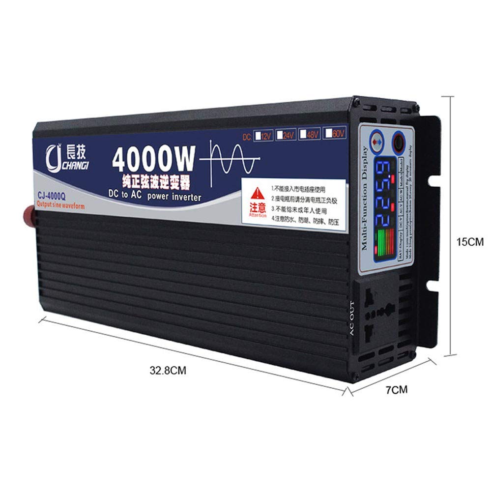 Inverter 600 W 1000 W 2000 W 3000 W 4000 W 5000 W 6000 W pura onda sinusoidale 48/60 V a 220 V trasformatore spina doppia USB auto per monitor LCD auto, iPhone, iPad e tablet laptop 48 V-4000