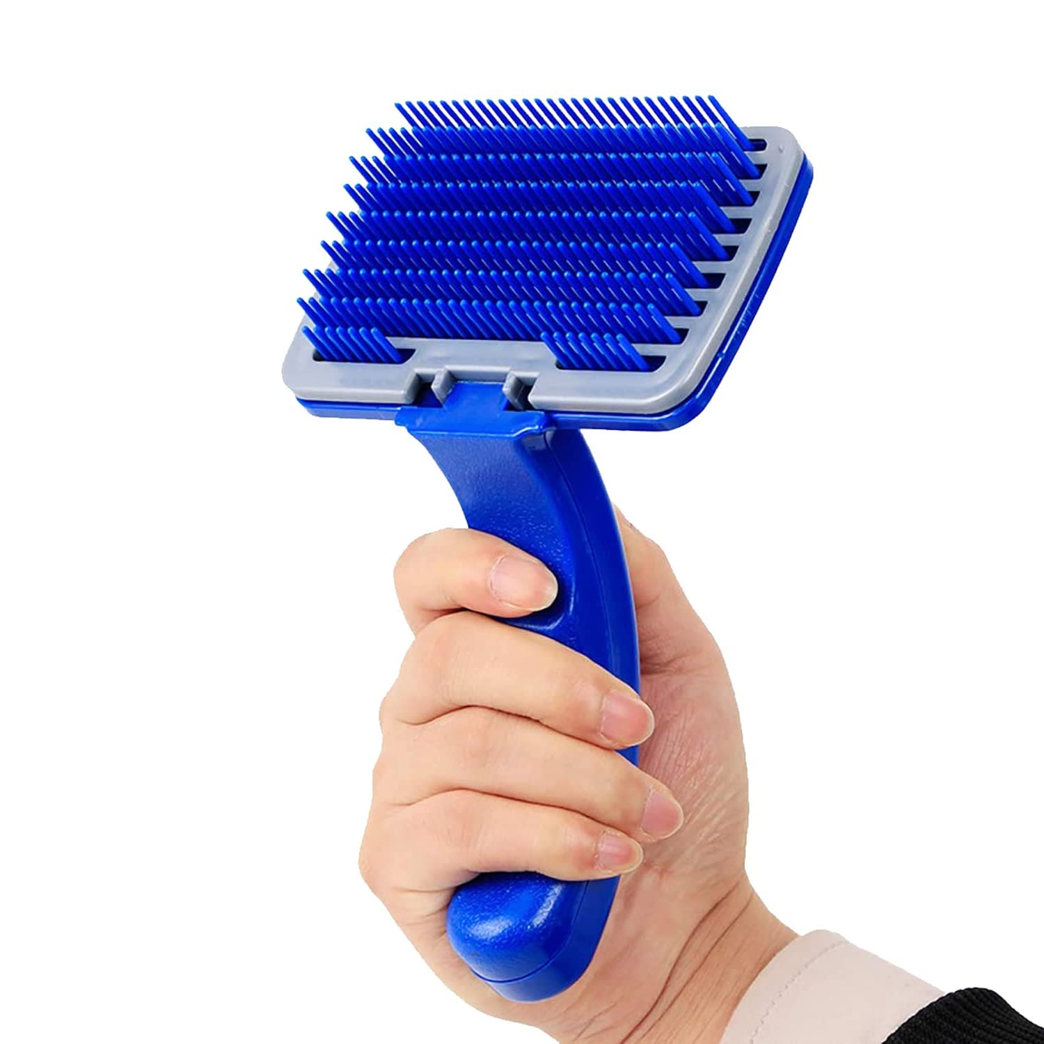 Slicker Brush for Dogs, Cats, Puppies & Rabbits - Self-Cleaning Pet Grooming Comb With Press Key - Hair Remover for Small, Medium & Large Dogs