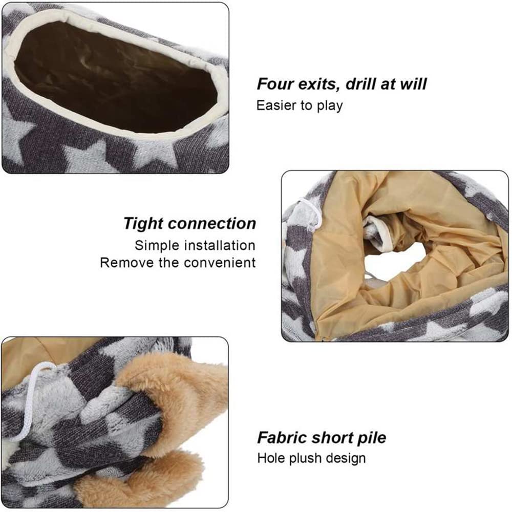 Tunnel De Peluche De Chat 120Cm Tunnel Toy Chat Oreille De Chat Pliable Tunnel De Chat avec Boule pour Petits Animaux De Compagnie Chat