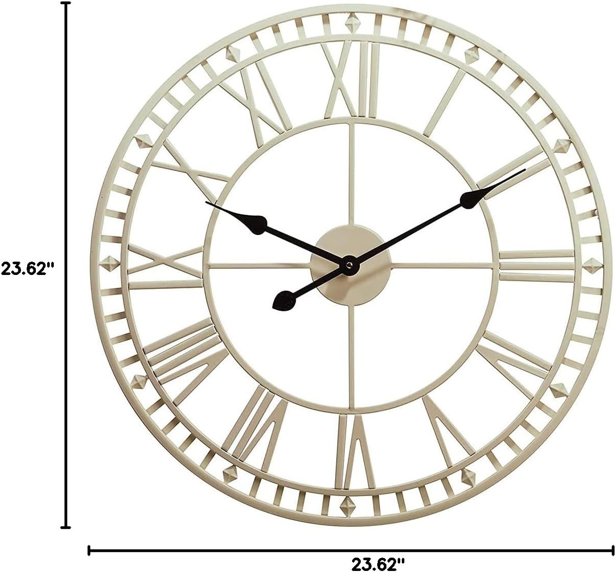Large 60cm Wall Clock, Outdoor Garden Weatherproof Roman Numeral Quartz Clock, Indoor Living Room Wall Decoration Mute Wall Clock Without Tick Battery-Powered Metal Skeleton