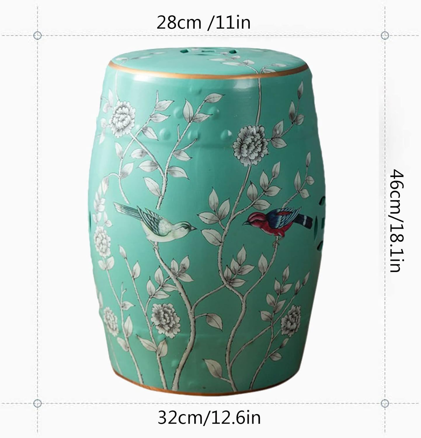 フレンチ カントリー】華やかな水彩の花柄の遮光カーテン【HS-1378】ペールブルー 花鳥セラミック装飾ガーデンスツール、屋内/屋外ガーデンスツール、海岸、コテージ、フレンチカントリー、伝統的、バスルーム、ガーデンルー