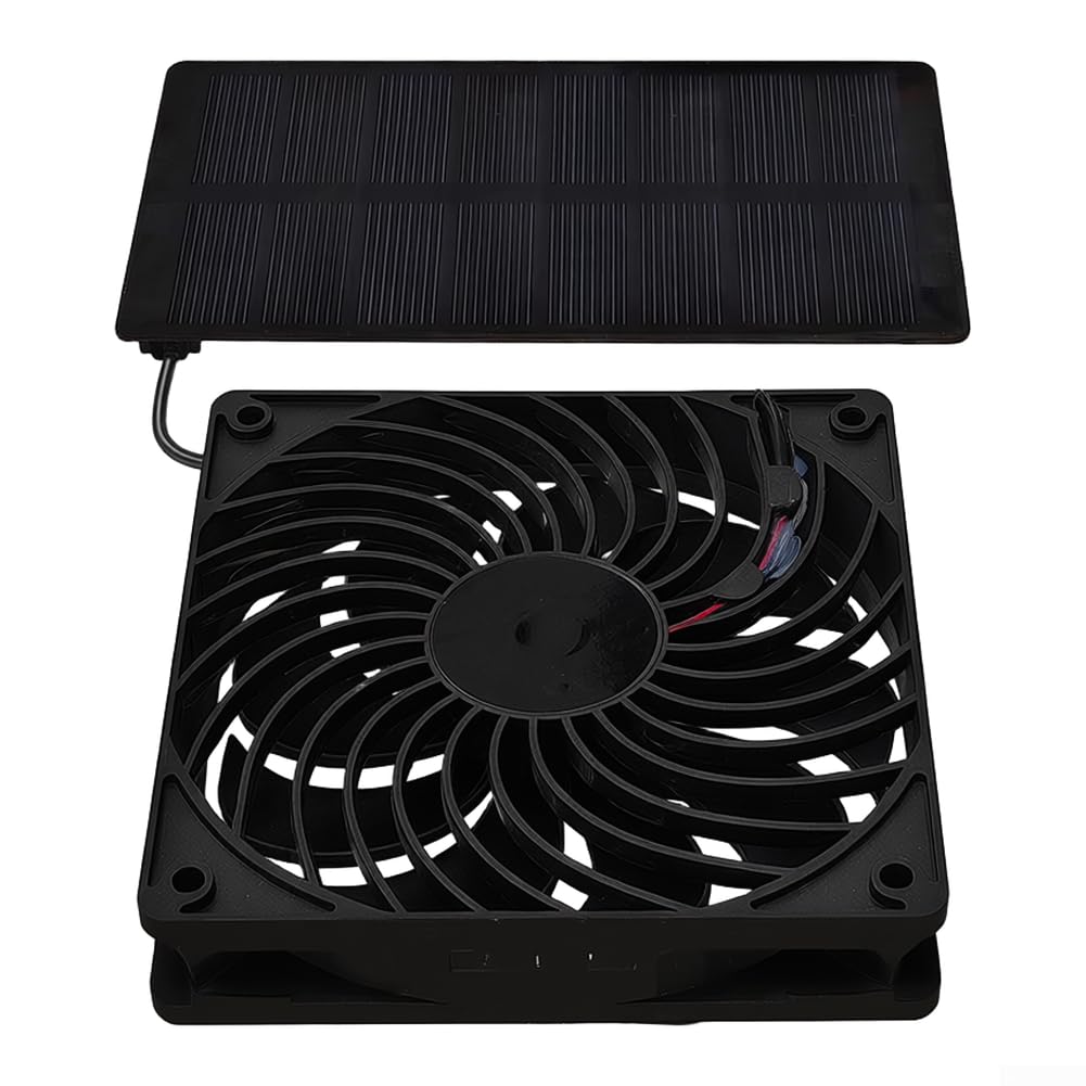 Solarpanel-Ventilator mit polykristallinem Panel, kompakter Luftzirkulator für Gewächshaus, Schuppen, Terrasse oder Camping, effiziente Temperaturkontrolle, geringes Gewicht für Design für enge Räume