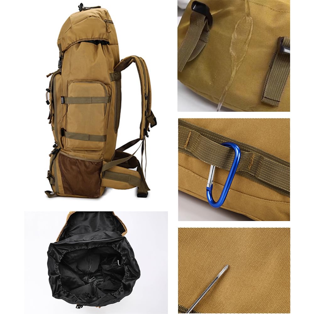 Zaino da escursionismo 37 x 20 x 80 cm, grande, unisex, multiuso, impermeabile, robusto, impermeabile, per escursioni, alpinismo, campeggio, pesca, caccia, ciclismo, picnic