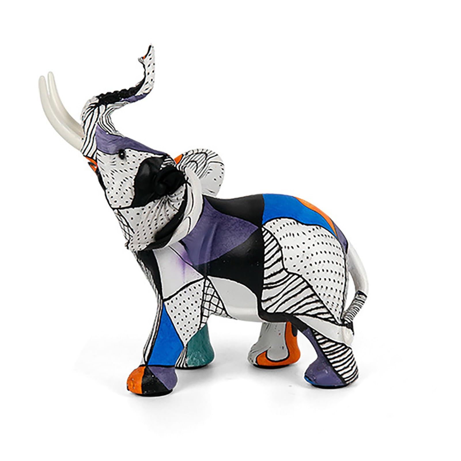 Dytartzx Elephant Sculpture Decor, Creative Resin Colorful Graffiti Animal Desktop Ornament For Home & Office, Ideal Tabletop Decoration For Living Room Bookshelf Porch