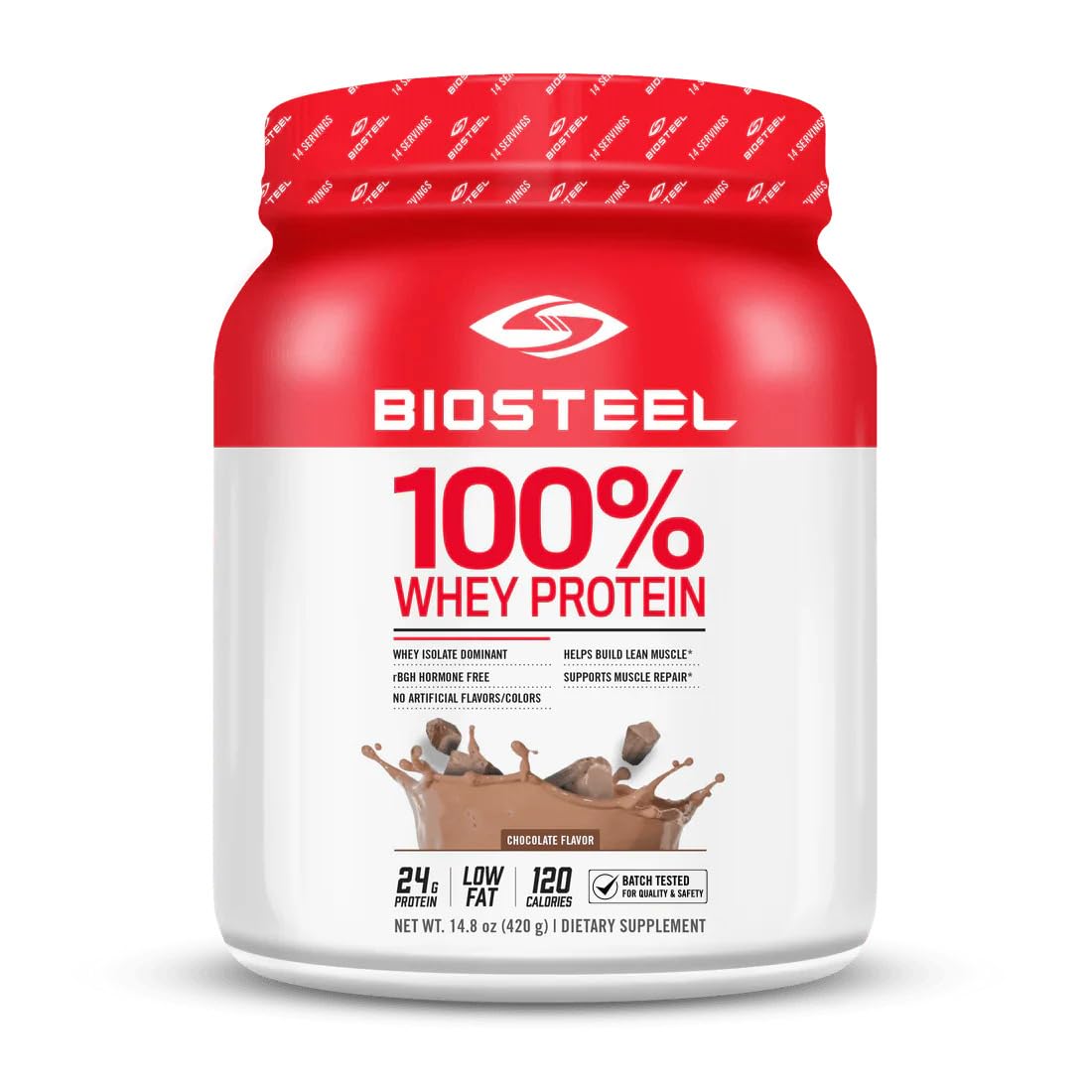 BioSteel 100% Whey Protein Powder, rBGH Hormone Free and Non-GMO Post Workout Formula, Chocolate, 14 Servings