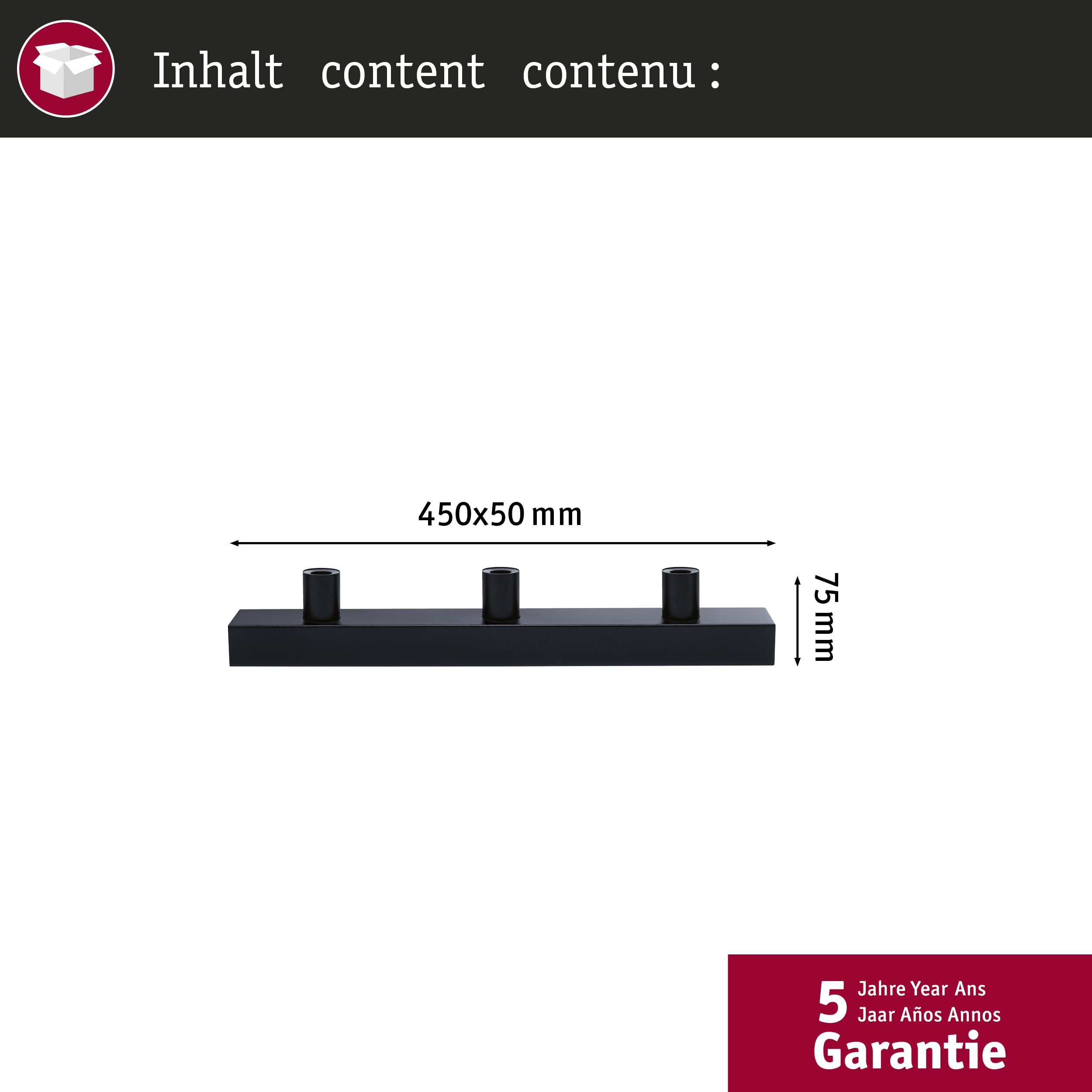 Paulmann 80097 Spiegelleuchte IP44 E14 230V max. 3x40W dimmbar Schwarz