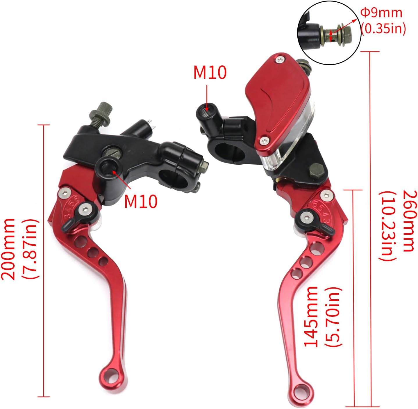 Brake Clutch Lever Hydraulic Master Cylinder Clutch 7/8" 22mm High Capacity Visualable Pump with Warning Switch Mirror Holder for Motorcycle Scooter Motorbike Mped ATV UTV Go Kart (Red)