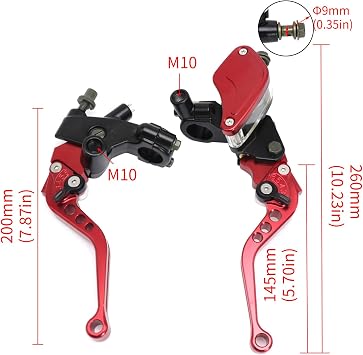 Brake Clutch Lever Hydraulic Master Cylinder Clutch 7/8 22mm High Capacity Visualable Pump with Warning Switch Mirror Holder for Motorcycle Scooter Motorbike Mped ATV UTV Go Kart (Red)