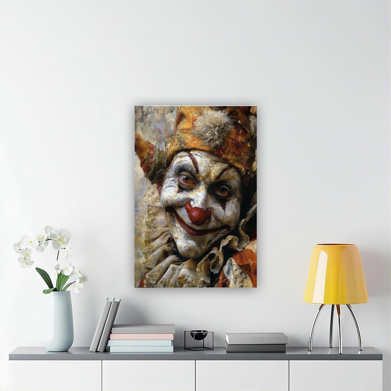 QOTOPGPG Stampa artistica su tela, motivo: Commedia Dell'Arte, decorazione artistica da parete per soggiorno, camera da letto, 60 x 90 cm