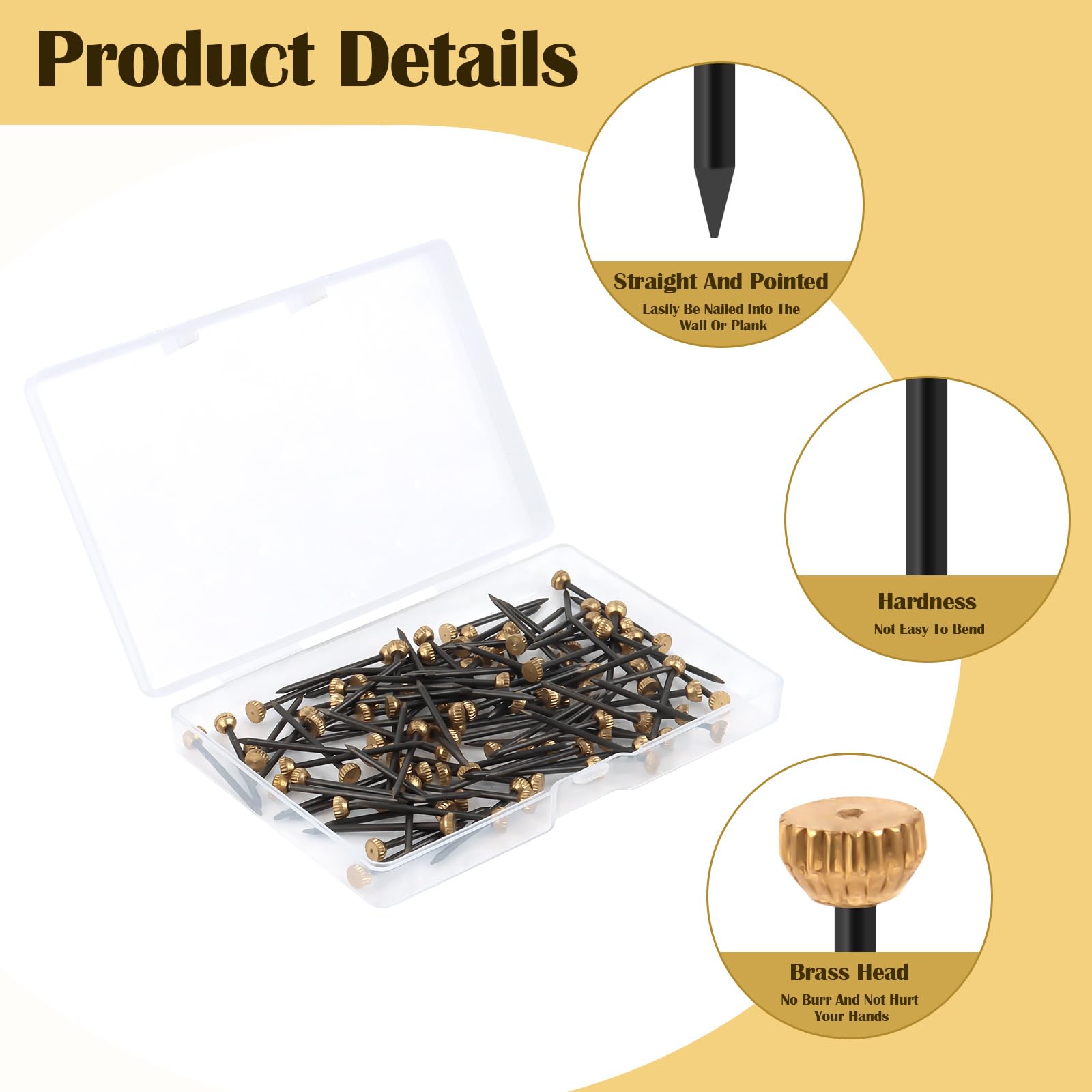 60 Chiodi Per Quadri In Ottone E Acciaio - Da 25 Mm Per Pareti In Cartongesso | Appendere Facile E Sicuro