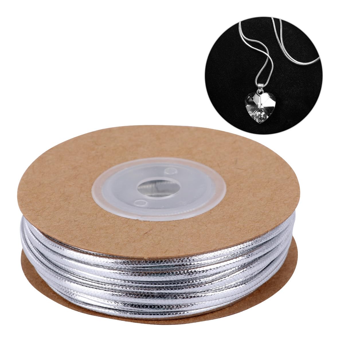 Cordino Pelle Argento 15m Intrecciato 2Mm per Creazioni Fai da Te Accessori per Braccialetti e Collane Adatto a Lavori Manuali