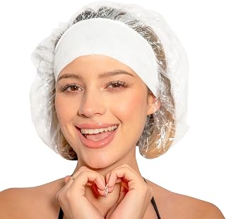 Reusable Leak-Proof Extra-Large Shower Caps for women & Processing Clear Plastic Caps (10 Pack) – Wide Comfort Band & Durable Hair Protection