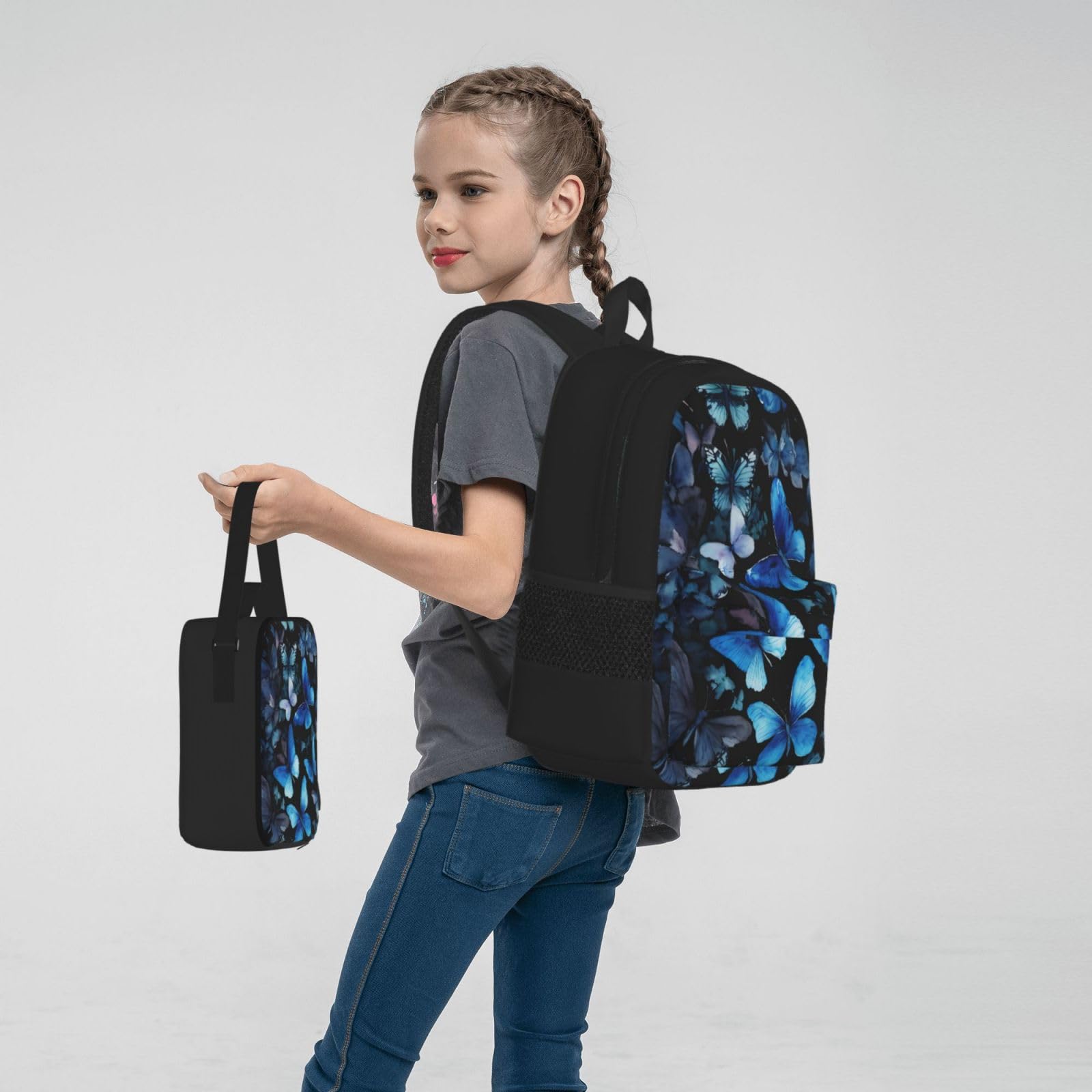 Zaino, borsa portapranzo, astuccio, set da 3 pezzi, per lavoro e