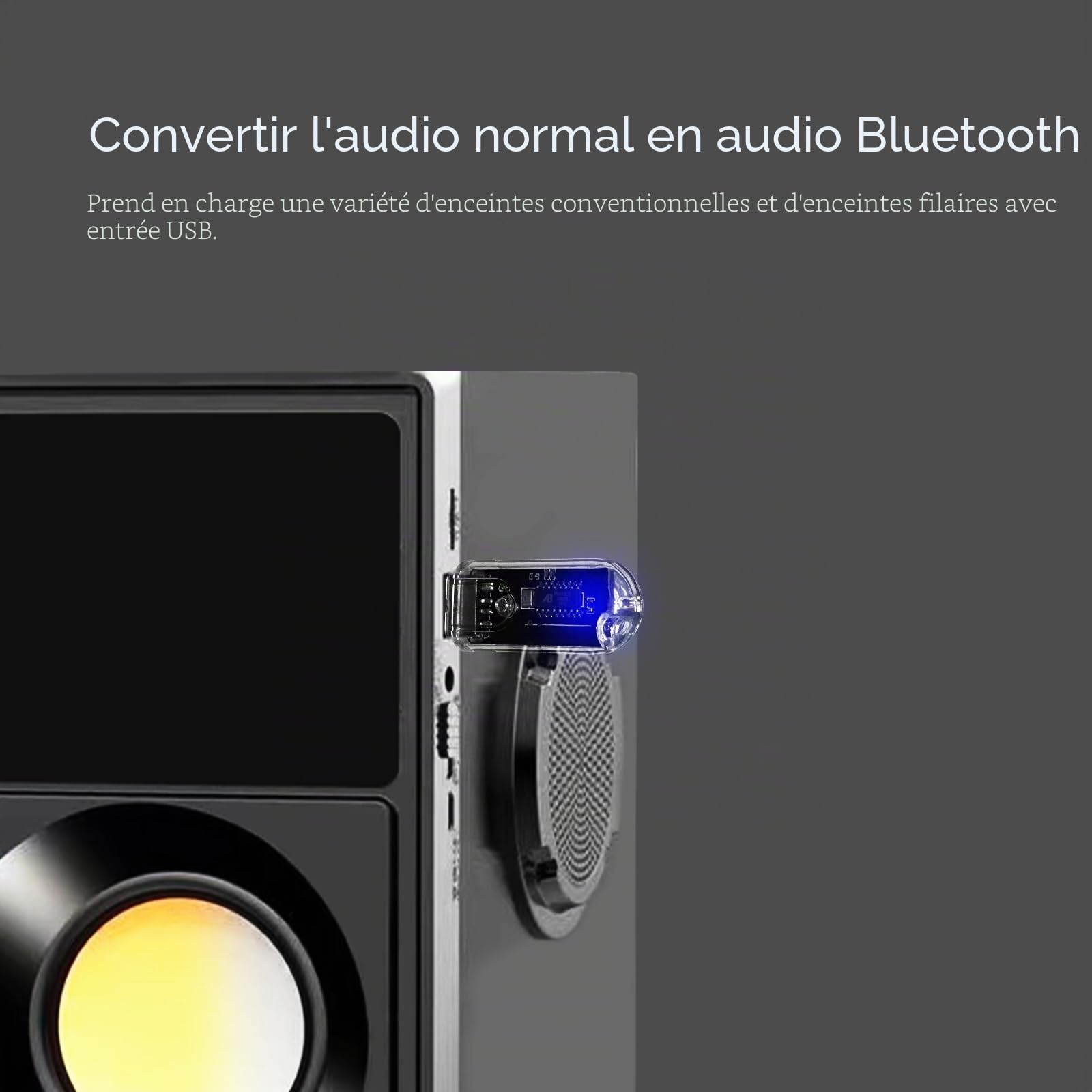 Adaptateur Bluetooth Audio 5.3 Récepteur Dongle USB Plug & Play HD pour Haut-Parleurs Chaîne Hi-Fi Voitures