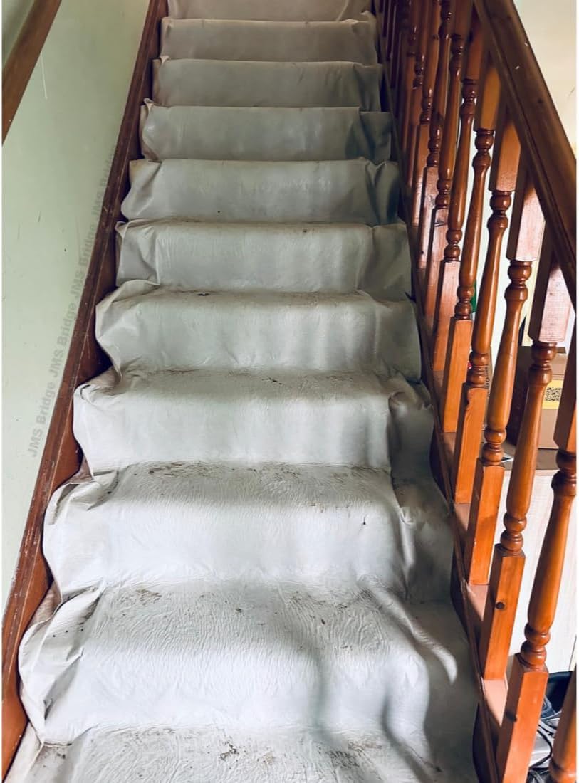 5 x Staircase Cotton Dust Sheet 24ft x 3ft – Extra Large Cotton Twill Runner – Heavy Duty Washable & Reusable Drop Cloth Protector for Painting, Decorating, Floors, Corridors & Home Renovation