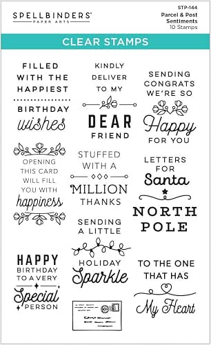 Spellbinders Clear Acrylic Stamps-Parcel & Post Sentiments