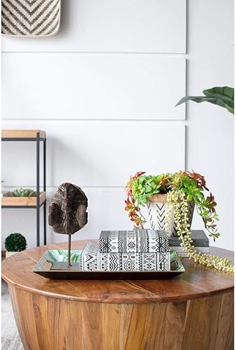 Miniatura 2 de A & B Home Bandeja decorativa de desayuno rectangular con estampado de hojas verdes con asas, plástico seguro para alimentos, 11.80 x 1.4 x 18