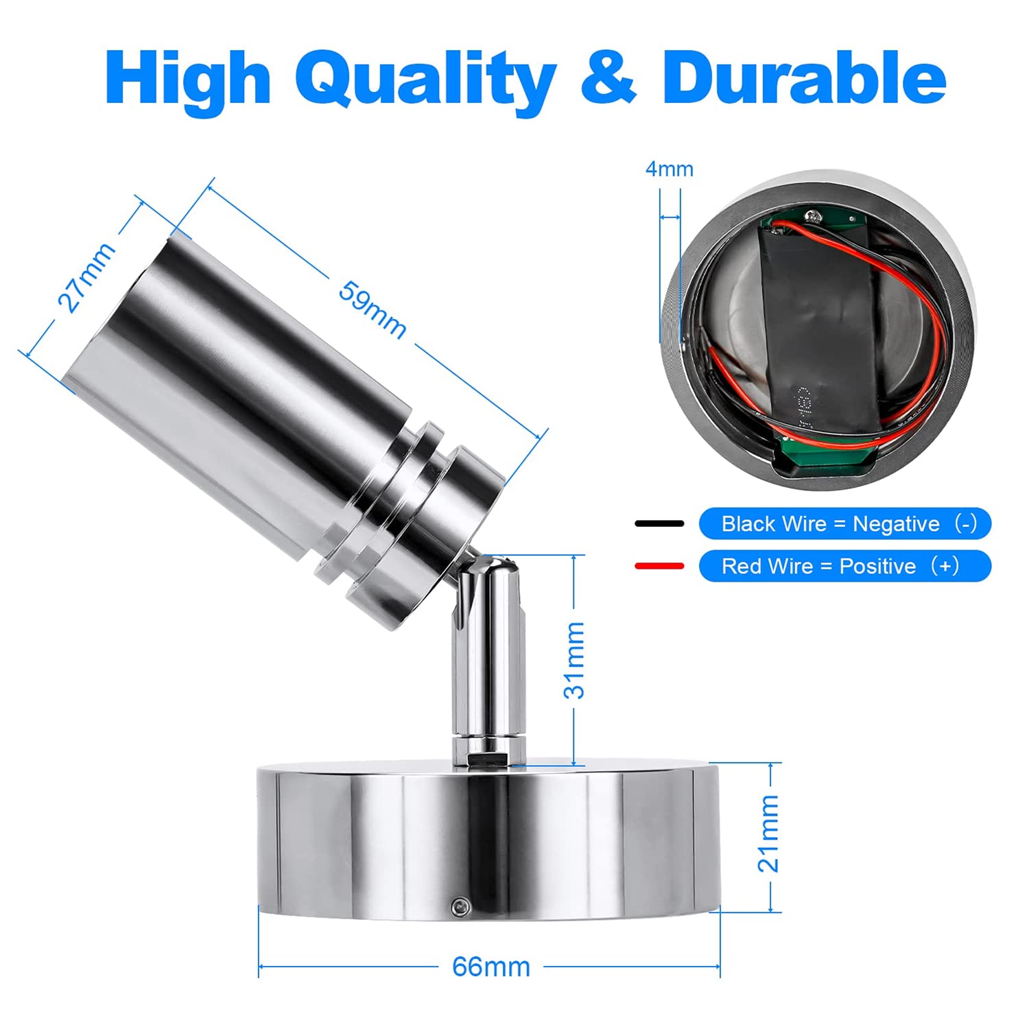 LEOSHI Luces LED de 3W, luz de Lectura con USB, Foco para Caravana, iluminación para Autocaravana, Autocaravana, RV, con Interruptor táctil Regulable Made in China