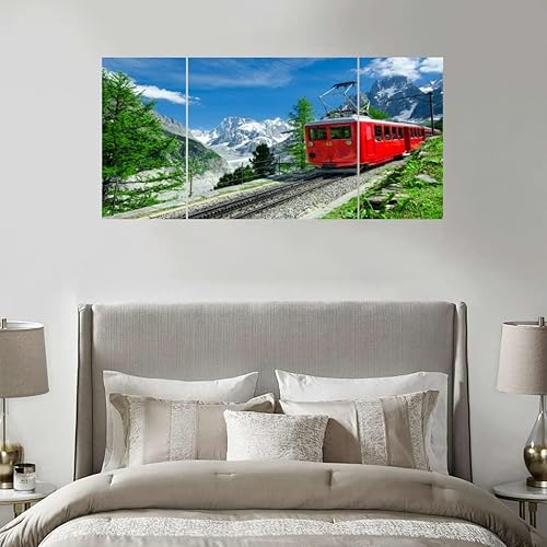 Miniatura 2 de Glacier Mont Blanc Express Chamonix France Large Wall Art Decor Canvas Wall Art Paintings Pictures for Bedroom Above Bed Living Room Decoration