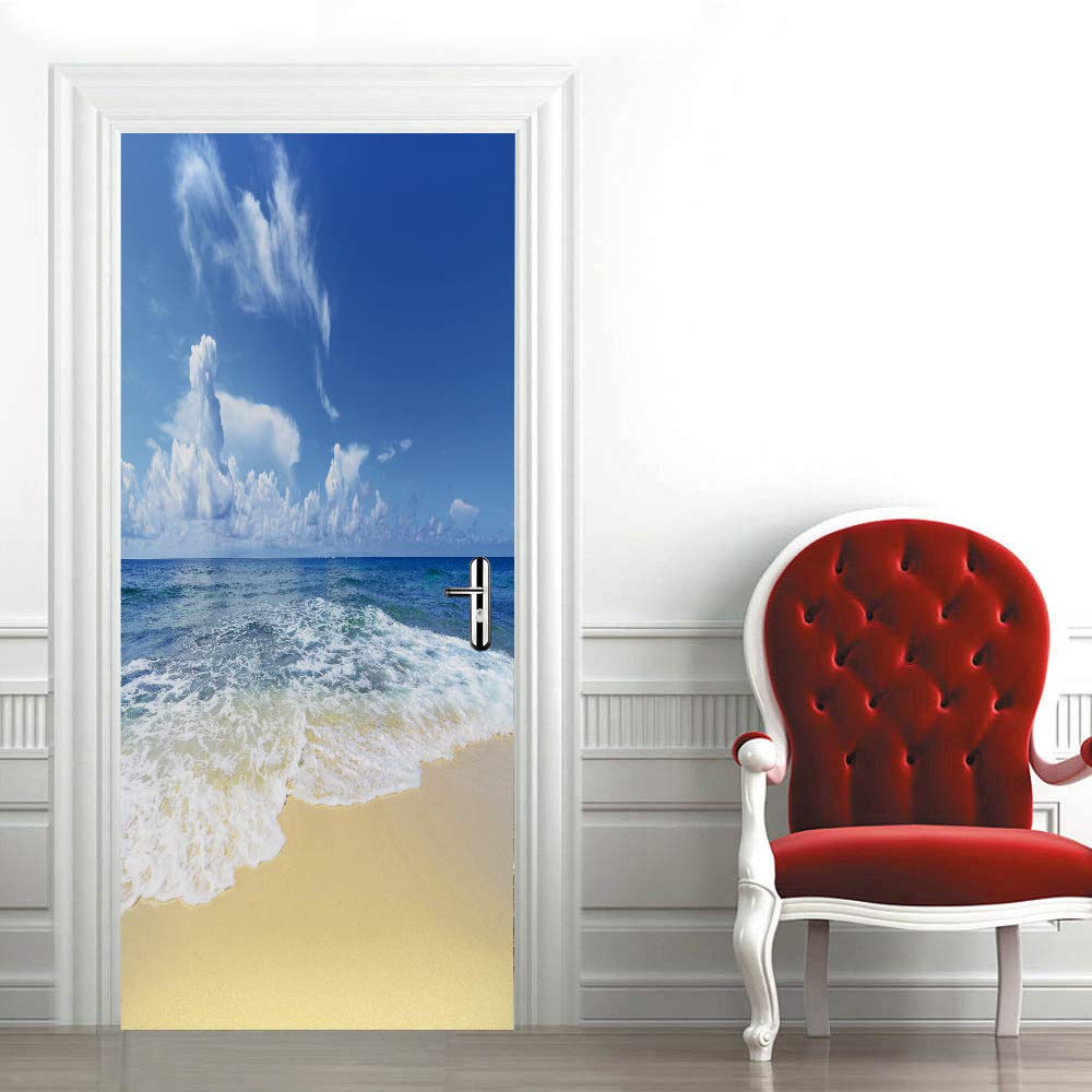 Affiche de porte trompe l'oeil plage pour une ambiance vacances chez soi