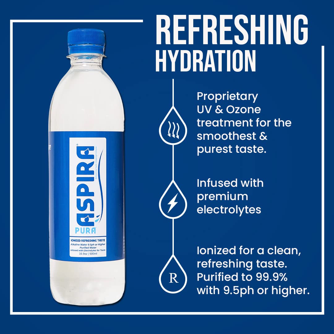 Buy Aspira Pura, (6 Pack, 1 Liter), Ionized Bottled Water, Infused