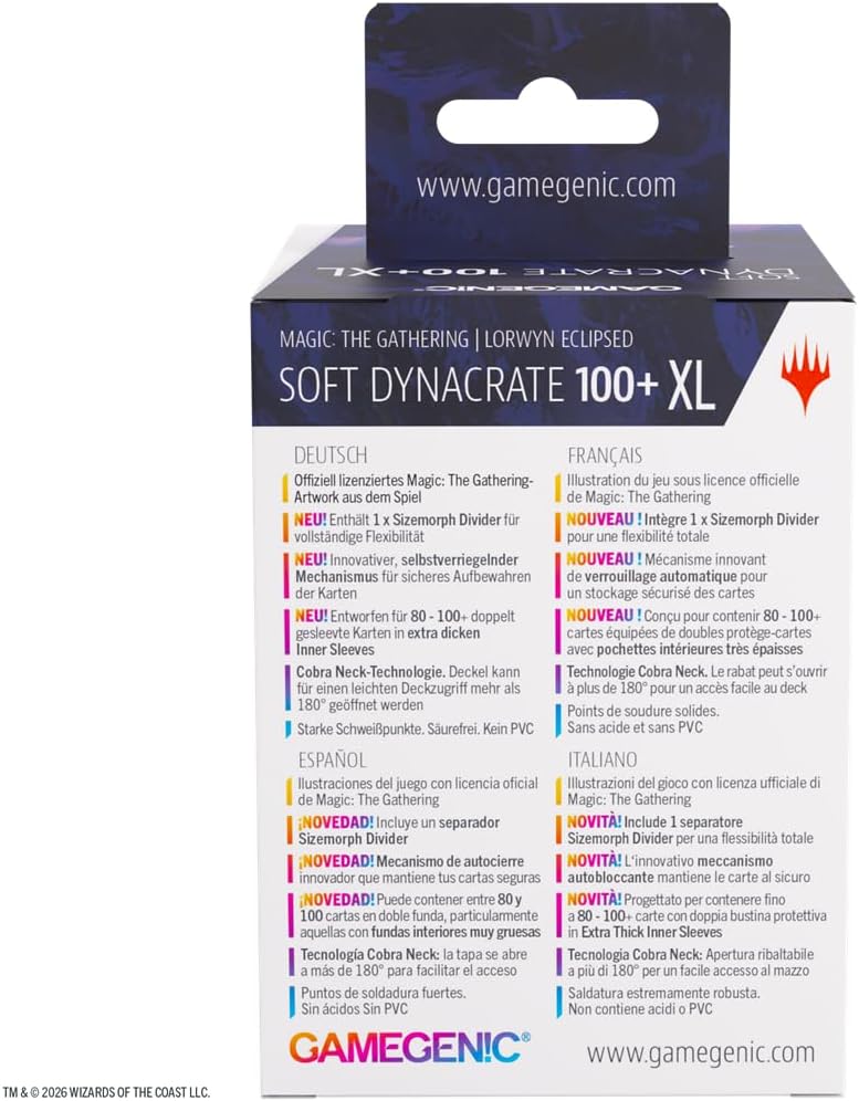 Gamegenic Magic: The Gathering Lorwyn Eclipsed SOFT DYNACRATE 100+ XL - Eirdu, Carrier of Dawn/Isilu, Carrier of Twilight Design, Flexible Sizemorph Divider for 80–100+ Double-Sleeved Cards, Self-Lock
