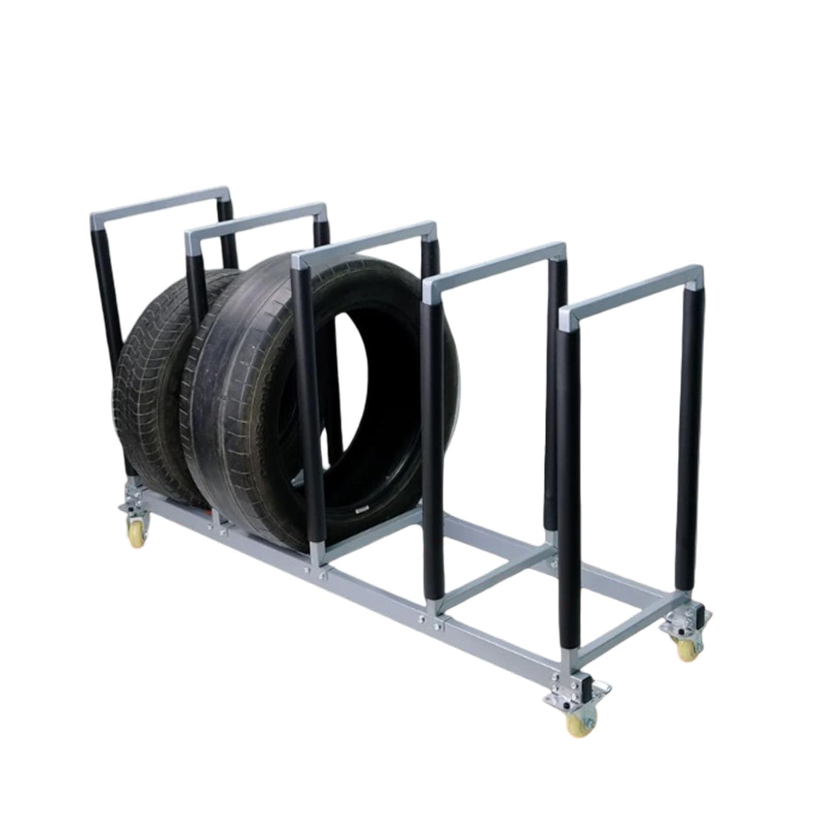 Scaffale portapneumatici su ruote per garage | Portata di 300 kg (660 libbre), struttura in metallo resistente con 4 ruote girevoli per garage domestico(B)