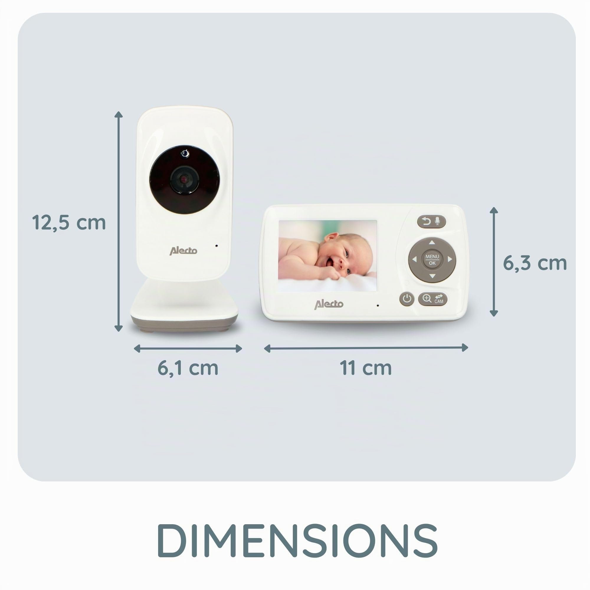 Alecto DVM-71 Babyphone Camera, Camera Bebe, Camera Bebe Surveillance - Visiophone Bebe Longue Portée Moniteur Bébé avec Caméra Vidéo Orientable - Extensible avec DVM-71C - Fonction VOX - Blanc