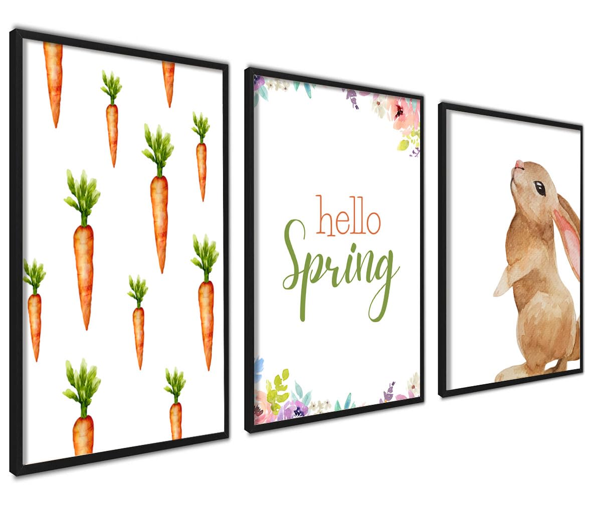 ag.art deco Pack of 3 Wall Art 40x50cm Black Frame Wall Decor Modern Design, Easter Set