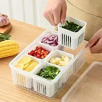 Organizador De Geladeira Com 6 Divisórias Pote Caixa Transparente Com Drenagem, Mantém Alimentos Frescos, Sem Cheiro E Fácil De Limpar