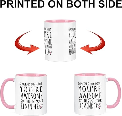 Miniatura 8 de YHRJWN - Taza de café Sometimes You Forget You're Awesome - Regalos inspiradores de amistad de cumpleaños para mujeres, compañeras de trabajo,