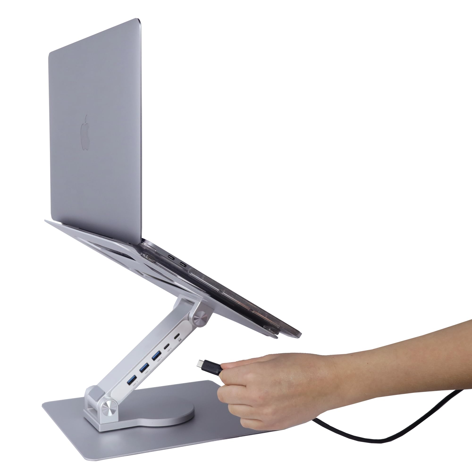 Vanli's Adjustable Laptop Stand With 360 Rotating Base, Foldable Ergonomic Riser for Desk, Swivel Computer Stand for Tablet, Metal Holder Collapsible, Fits 13-17