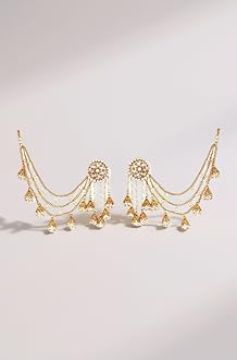 - Traditional Stylish Gold Plated Polki & Pearl Bahubali Jhumki Jhumka Earrings Jewellery For Girls And Women