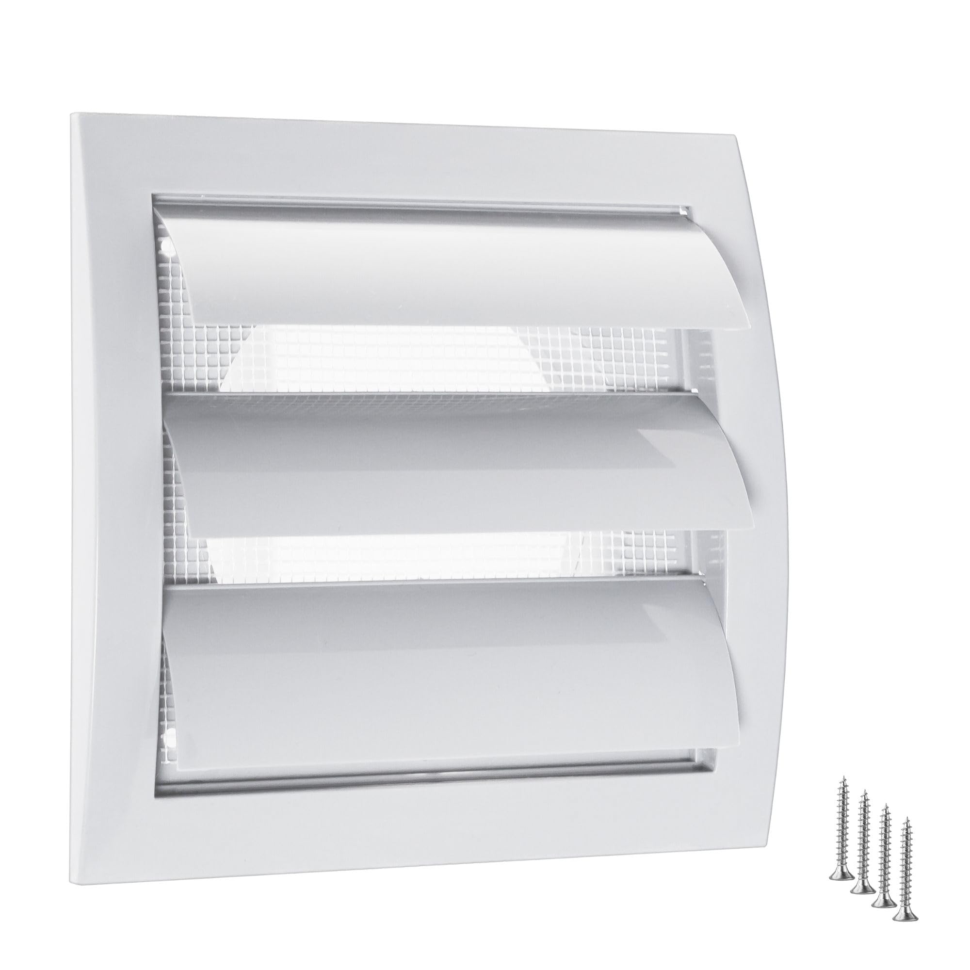 TURvent 100 mm Ventilation Grille White - Plastic Exhaust Grille with Moving Slats and Insect Net - Cover Extractor Hood Exterior - Slat Grille for Wall - Ventilation Grille for Dryers