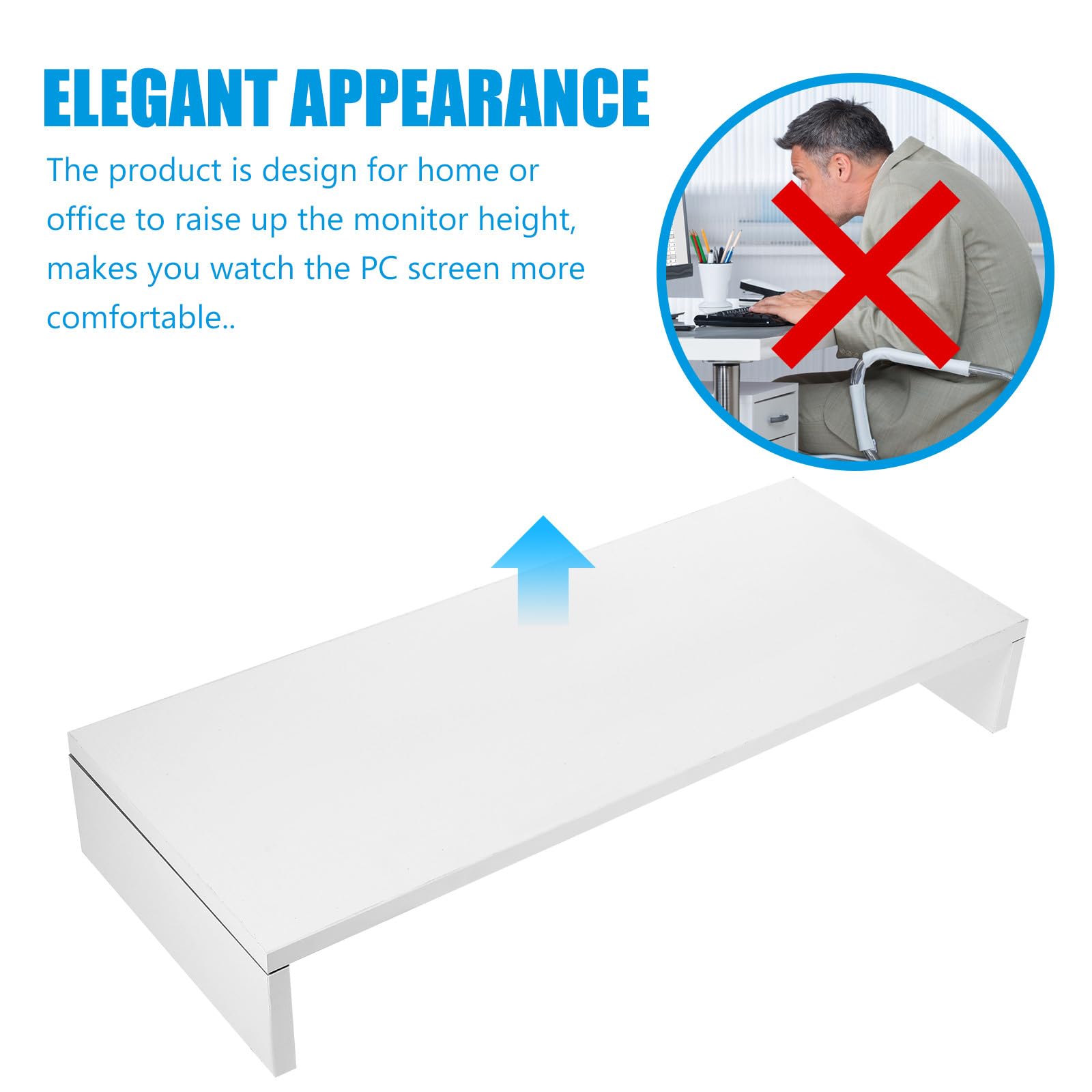 Zerodeko Supporto per Monitor da Scrivania Bianco in MDF, Alza Schermo Multifunzione Elegante per PC e Laptop, per Ufficio e Casa Mensola Robusta