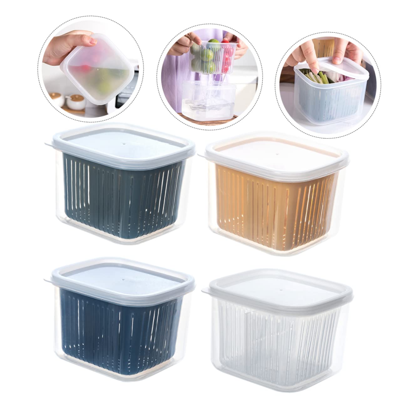 Mikinona 4stücke Versiegelte Vorratsbehälter Für Gehackte Grüne Zwiebeln Für Kühlschrank Frischhalteboxen Aus Lebensmittelechtem Material Mit Drainage-design Zum Aufbewahren Von