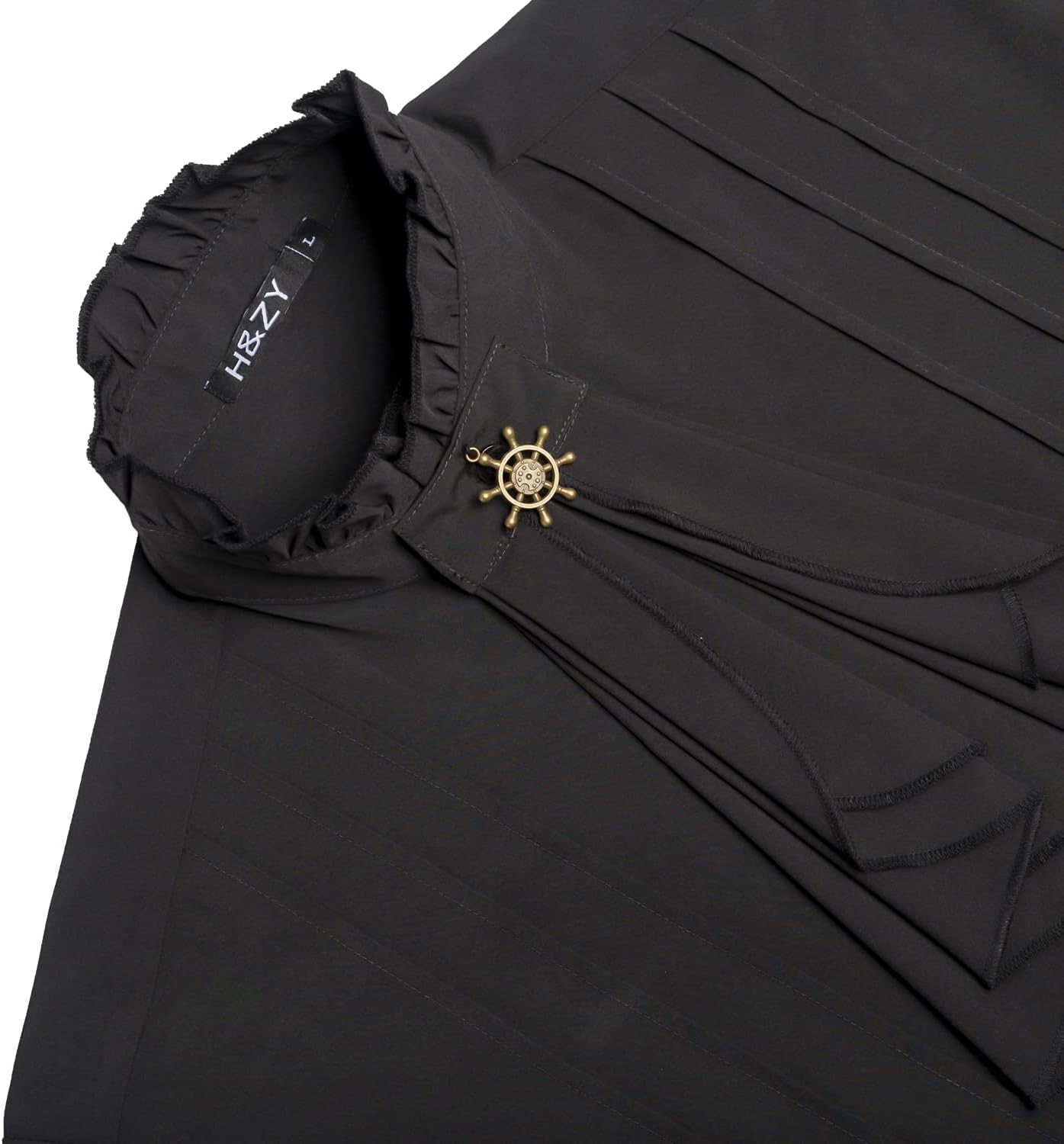 H&ZY Mens Pirate Shirt Vampire Medieval Renaissance Victorian Steampunk Gothic Ruffled Adult Halloween Costume - Image 3