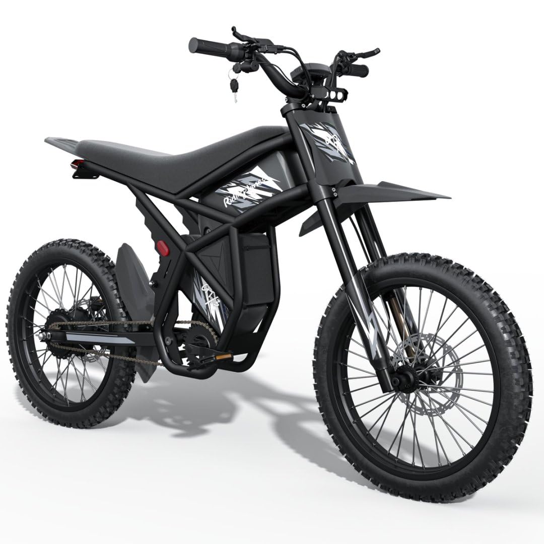 Riding'times Upgraded GT73 Electric Motorcycle for Adults Teens, 2400W 48V 37MPH Dirtbike, 36.4AH Dual Battery Ebike Up to 85 Miles, 25" Motorcycle Tire, UL2849 All Terrain for Mountains, Snow, Sand