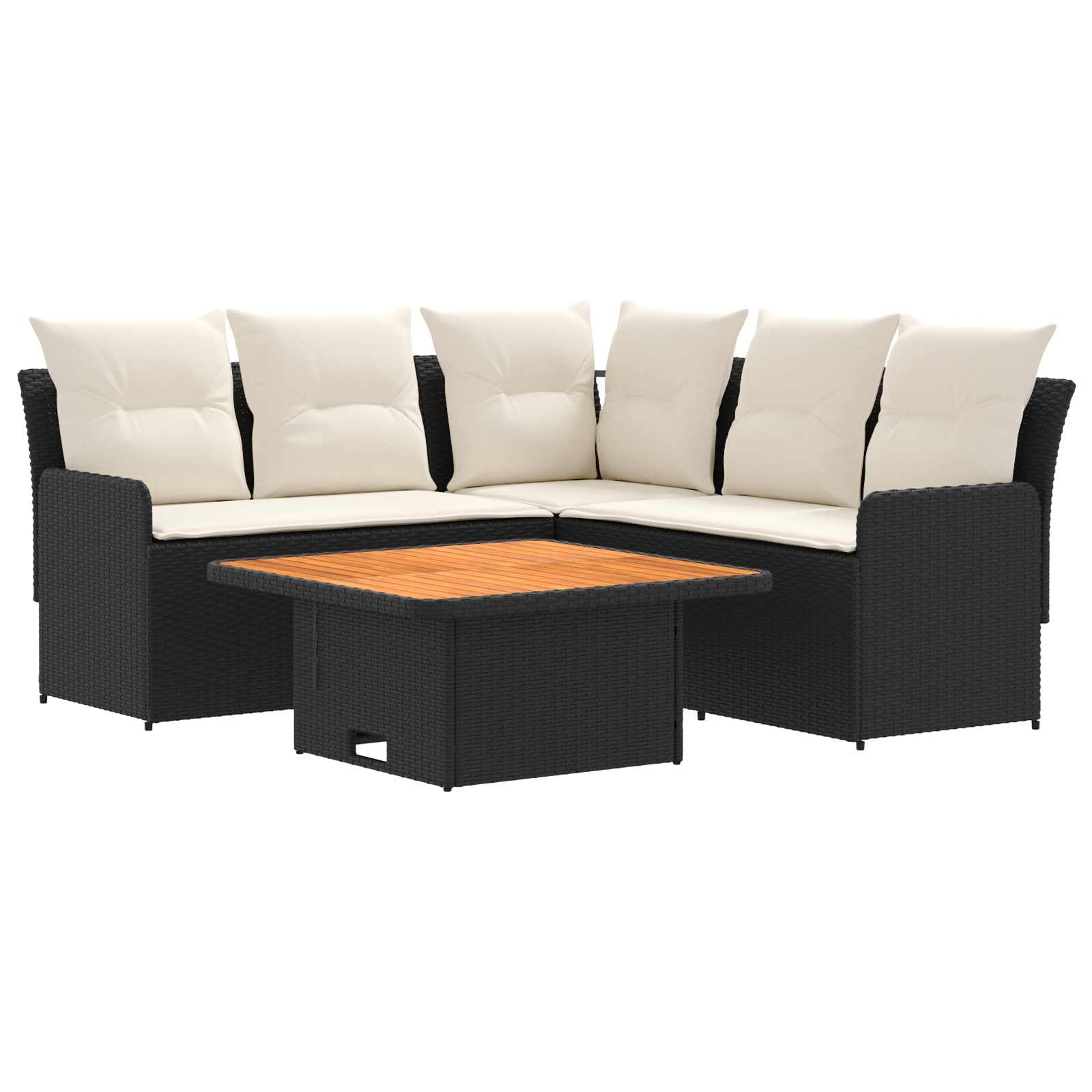 Juegos de Muebles 4 uds. Negro y Crema Ratán sintético,54.2kg-3422175