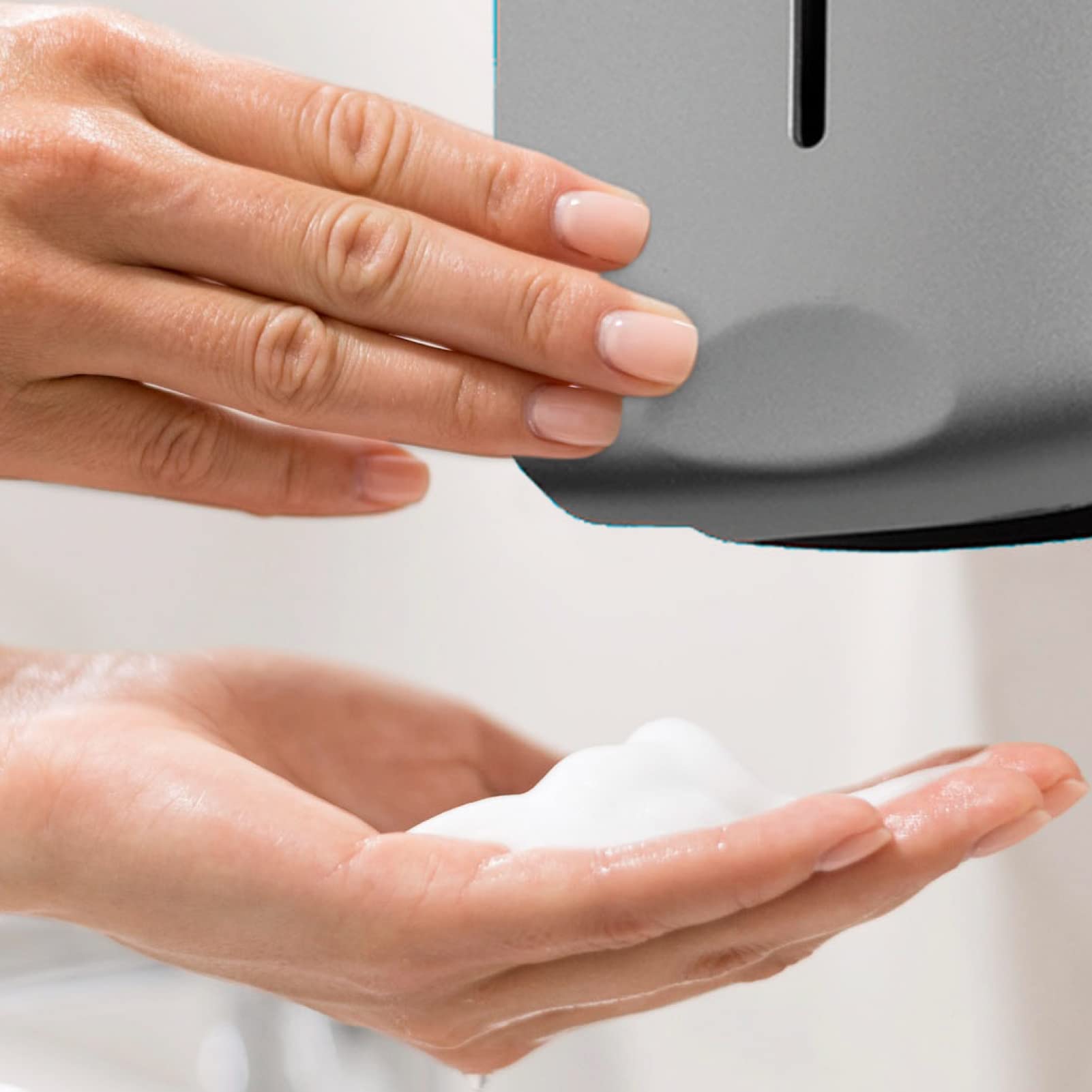 Jofel - Distributore di sapone a parete, ricaricabile con sapone liquido, capacità 1L, distributore di sapone per il bagno, corpo robusto in ABS, antigoccia e anticorrosione, Valor AC27350
