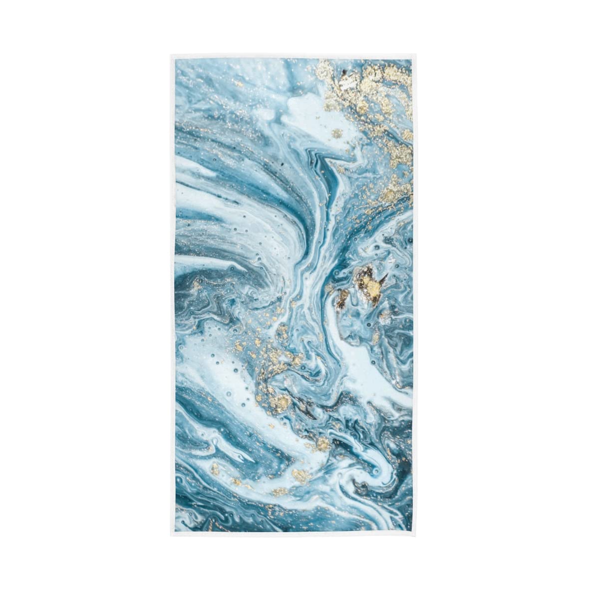 HUYGD Blue Marble Golden Powders Soft Hand Towels Absorbent Bath Towel Multipurpose for Bathroom Hotel Gym Spa 30"x15"